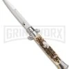 Frank B 9" Italian Stiletto Stag Horn Automatic Knife - Bayonet -Kershaw Shop frank b stiletto 9 bayo stag large