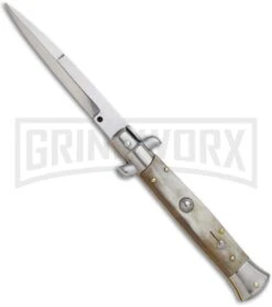 Frank B. 9" Italian Stiletto Honey Horn Automatic Knife - Bayo