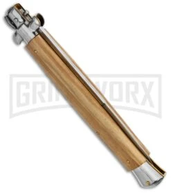 Frank B. 11" Italian Stiletto Olive Wood Automatic Knife - Bayonet -Kershaw Shop frank b stilletos 13 olive bayo side large