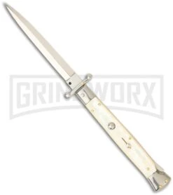 Frank B. 11" Italian Stiletto Swinguard Mother Of Pearl Automatic Knife - Dagger