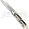 Hubertus 7.75" Large Size Lever Lock Stag Horn Automatic Knife - Satin Plain -Kershaw Shop hubertus large lever stag clip cm large