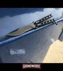 Jaguar Milled Black Balisong Butterfly Knife - Black Serr -Kershaw Shop jaguar butterfly black serr BP12560 dl 2 large