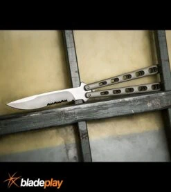 Jaguar Gray Balisong Butterfly Knife - Satin Serr -Kershaw Shop jaguar champagne balisong serr BP 0283 dl large