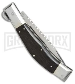 Lepre 10' Ebony Wood Picklock Automatic Knife Fileworked - Satin Plain -Kershaw Shop lepre 10in ebony wood fileworked BP 18828 er side large