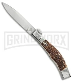 Lepre 10' Stag Horn Picklock Automatic Knife - Satin Plain