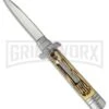 Levermatic 8" Stiletto Sim Stag Horn Automatic Knife - Flat Grind -Kershaw Shop levermatic stiletto 8in slim stag flat in 9h a 301f BP 9839 dl large