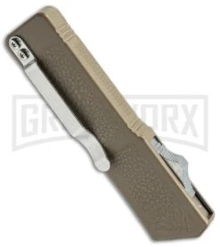 Lightning Tan D/A OTF Automatic Knife - Dagger Plain -Kershaw Shop lightning tan satin dagger plain side cm large