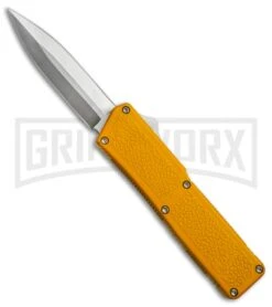 Lightning Yellow D/A OTF Automatic Knife - Satin Dagger