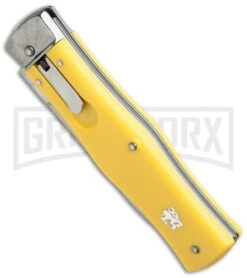Mikov 241 Predator ABS Yellow Automatic Lever Lock Knife - Satin Plain -Kershaw Shop mikov yellow bottom cm large