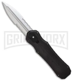 Piranha Excalibur Black OTF Automatic Knife - Stonewash Serr
