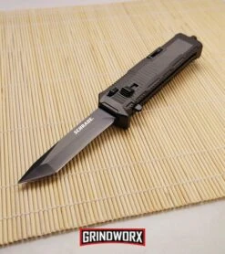 Schrade SCHOTF8TB Viper OTF Black Aluminum Assisted Knife - Tanto Black Plain -Kershaw Shop schrade otf schotf8tb dl large