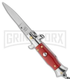 SKM 4" Italian Stiletto Keychain Red Automatic - Flat