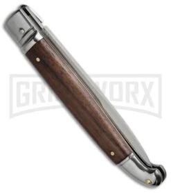 SKM 9.5" Cocobolo Fancy Lever Lock Automatic Stiletto Knife - Satin Bayo -Kershaw Shop skm cocobolo leverlock bayo BP 18153 er side large