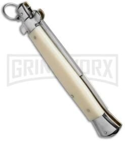 AGA Campolin 15" Italian Stiletto Sim Ivory Ring Pull Automatic Knife - Bayonet -Kershaw Shop stiletto 15in ring bone dl side large