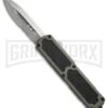 Titan Gray D/A OTF Automatic Knife - Dagger Satin Serr