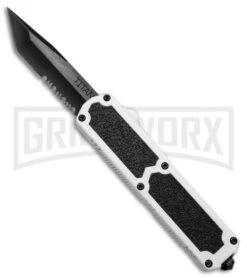 Titan White D/A OTF Automatic Knife - Tanto Black Serr